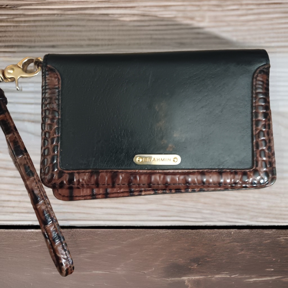 Brahmin Black and Brown Leather Wallet